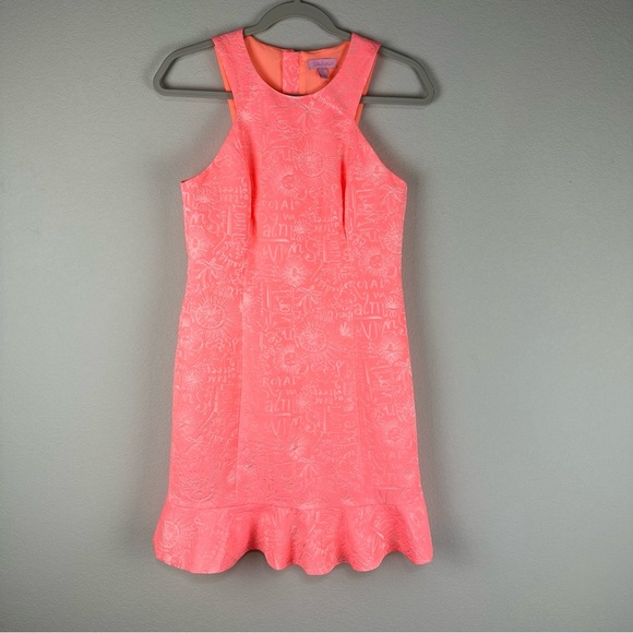 Lilly Pulitzer Pink Peach Word on the Street Liana Jacquard Sheath Dress Size 2 - Picture 1 of 7